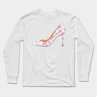 High heeled shoe in rose quartz and bodacious pink pattern Long Sleeve T-Shirt